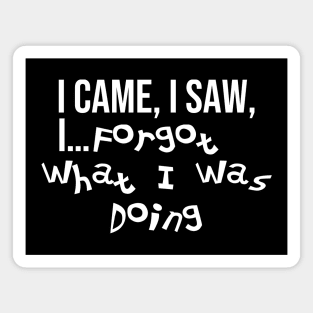 Funny relatable ADHD quote. I Came, I Saw, I Forgot What I Was Doing. Magnet